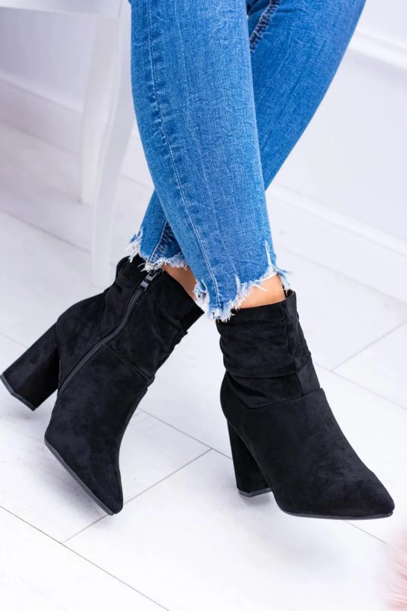 Botki Na Słupku|Czarne Botki>Boto Czarne Zamszowe Botki Na Słupku Bresci