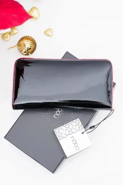 New Boto Czarny Damski Lakierowany Portfel Nobo