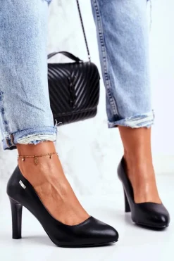 Czółenka Na Słupku|Czółenka Klasyczne>Buty Sergio Leone Czółenka damskie Czarne Matowe Sergio Leone Na Słupku Campbell