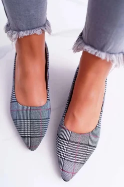 Czółenka Na Słupku>Boto Czółenka Damskie Czarne w Kratkę Colia