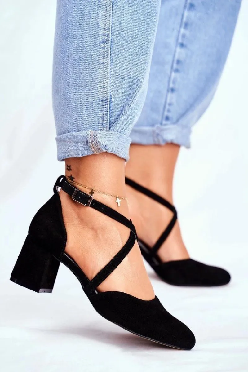 Czółenka Klasyczne>Maciejka Czółenka Damskie Skórzane Czarne 04070-01