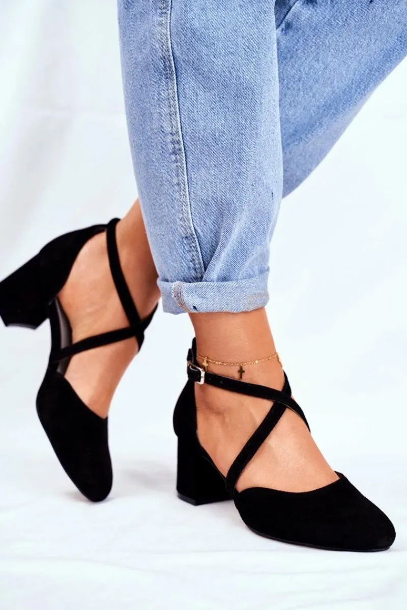 Czółenka Klasyczne>Maciejka Czółenka Damskie Skórzane Czarne 04070-01