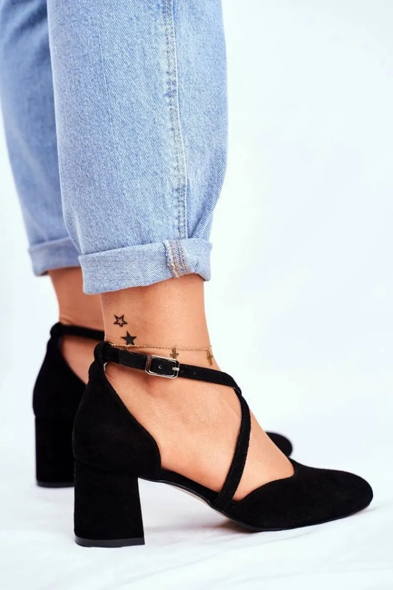 Czółenka Klasyczne>Maciejka Czółenka Damskie Skórzane Czarne 04070-01