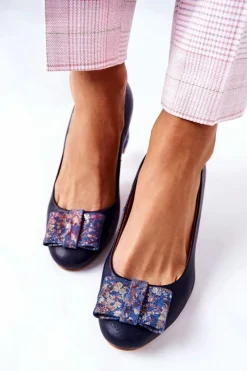 Czółenka Damskie Zamszowe Granatowe 3356A-19 Damskie Czółenka Zamszowe|Czółenka Klasyczne