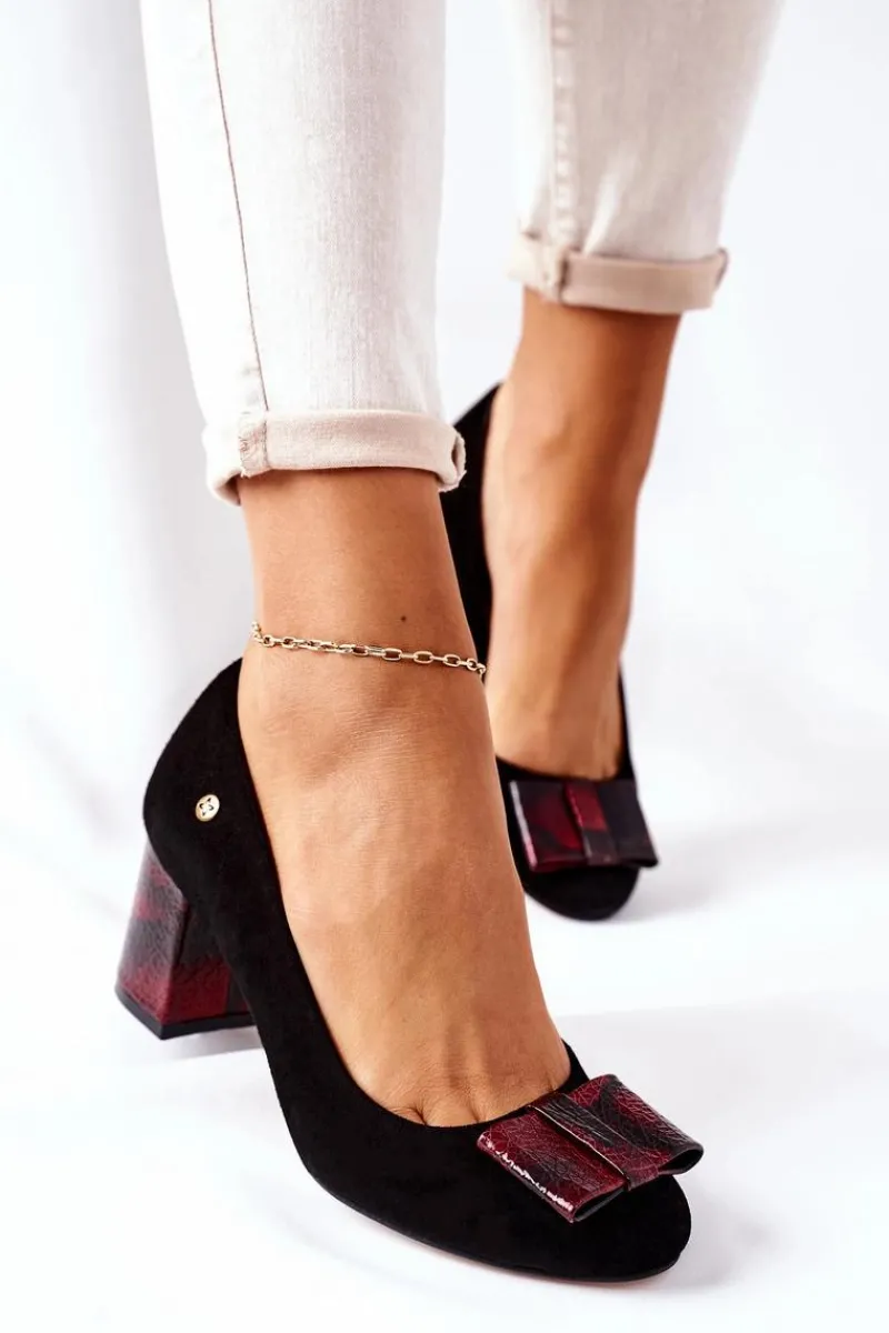 Czółenka Zamszowe|Czółenka Klasyczne>Maciejka Czółenka Damskie Zamszowe Czarne 3356A-20