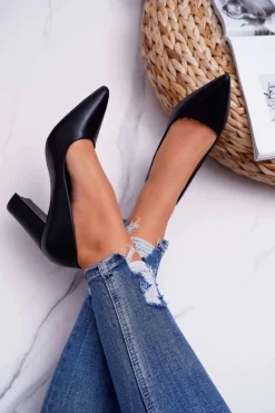 Outlet Czółenka Damskie Na Słupku Czarne Femmini Damskie Czółenka Na Słupku|Czółenka Klasyczne