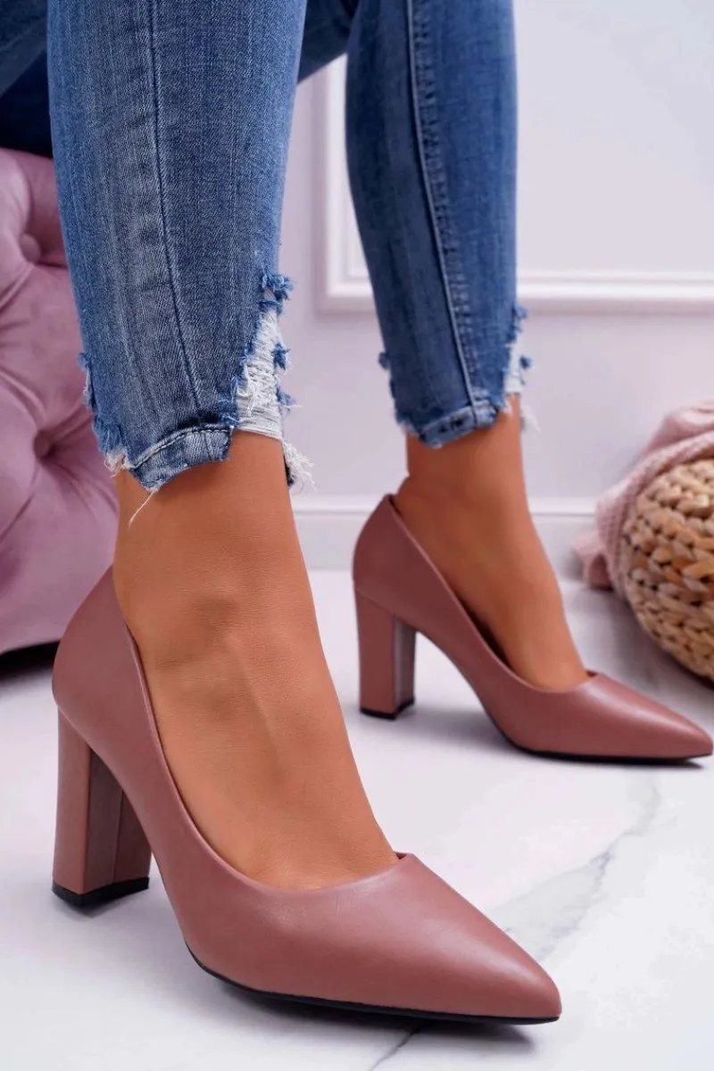 Boto Czółenka Damskie Na Słupku Ciemny Róż Femmini