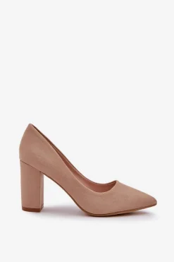 Online Czółenka Damskie Na Słupku Eko Zamszowe Ciemnobeżowe Florena Damskie Czółenka Zamszowe|Czółenka Na Słupku