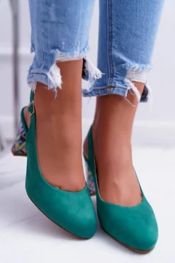 Sale Buty Sergio Leone Czółenka Damskie Na Słupku Galanterki Sergio Leone SK788 Zielone Lati