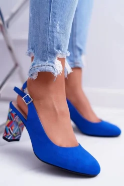 Czółenka Zamszowe|Czółenka Na Słupku>Buty Sergio Leone Czółenka Damskie Na Słupku Galanterki Sergio Leone SK788 Niebieskie Lati