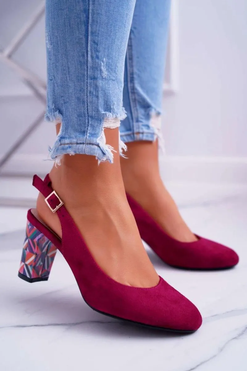 Sale Czółenka Damskie Na Słupku Galanterki Sergio Leone SK788 Fuksja Lati Damskie Czółenka Zamszowe|Czółenka Na Słupku