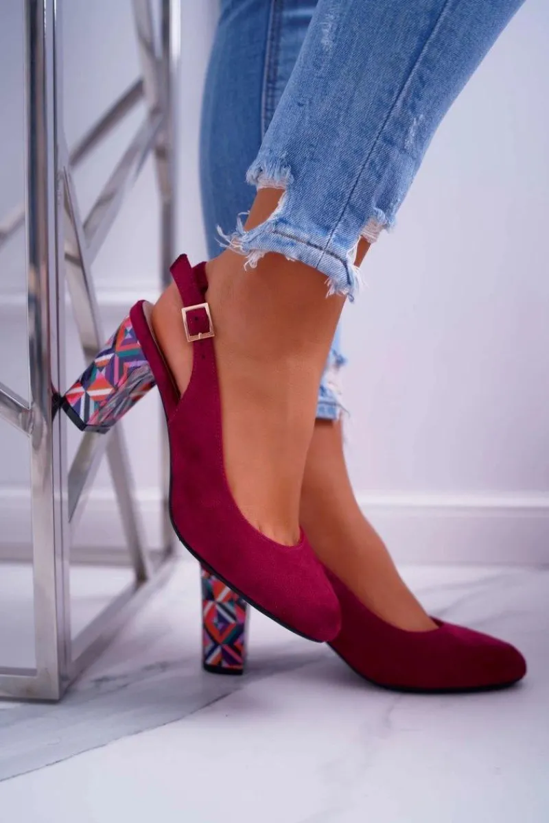 Sale Czółenka Damskie Na Słupku Galanterki Sergio Leone SK788 Fuksja Lati Damskie Czółenka Zamszowe|Czółenka Na Słupku