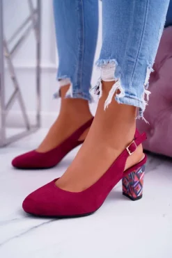 Sale Czółenka Damskie Na Słupku Galanterki Sergio Leone SK788 Fuksja Lati Damskie Czółenka Zamszowe|Czółenka Na Słupku