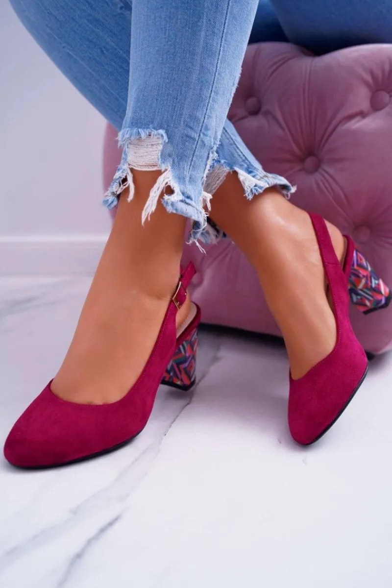 Sale Czółenka Damskie Na Słupku Galanterki Sergio Leone SK788 Fuksja Lati Damskie Czółenka Zamszowe|Czółenka Na Słupku