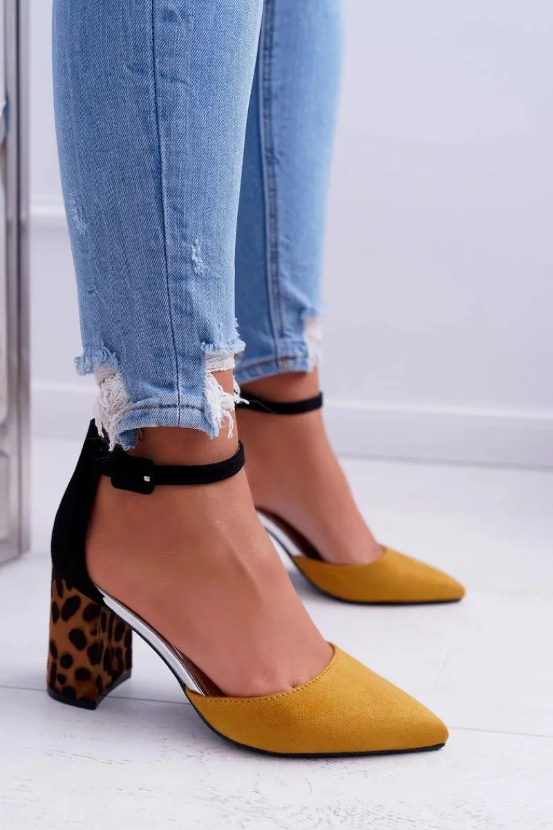 Sale Czółenka Damskie Na Słupku Panterki Żółte Ferri Damskie Czółenka Zamszowe|Czółenka Na Słupku