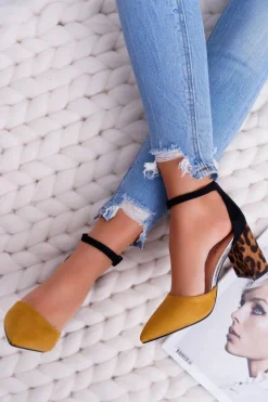 Sale Czółenka Damskie Na Słupku Panterki Żółte Ferri Damskie Czółenka Zamszowe|Czółenka Na Słupku