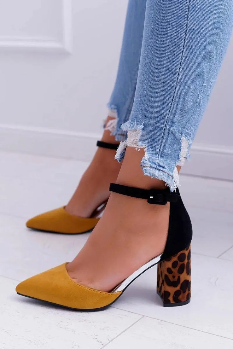 Sale Czółenka Damskie Na Słupku Panterki Żółte Ferri Damskie Czółenka Zamszowe|Czółenka Na Słupku