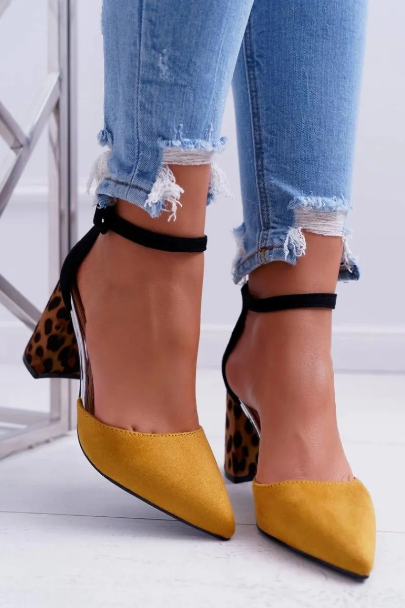 Sale Czółenka Damskie Na Słupku Panterki Żółte Ferri Damskie Czółenka Zamszowe|Czółenka Na Słupku