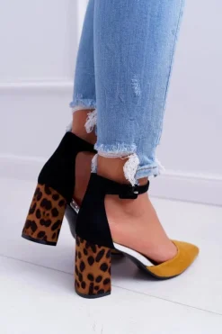 Sale Czółenka Damskie Na Słupku Panterki Żółte Ferri Damskie Czółenka Zamszowe|Czółenka Na Słupku