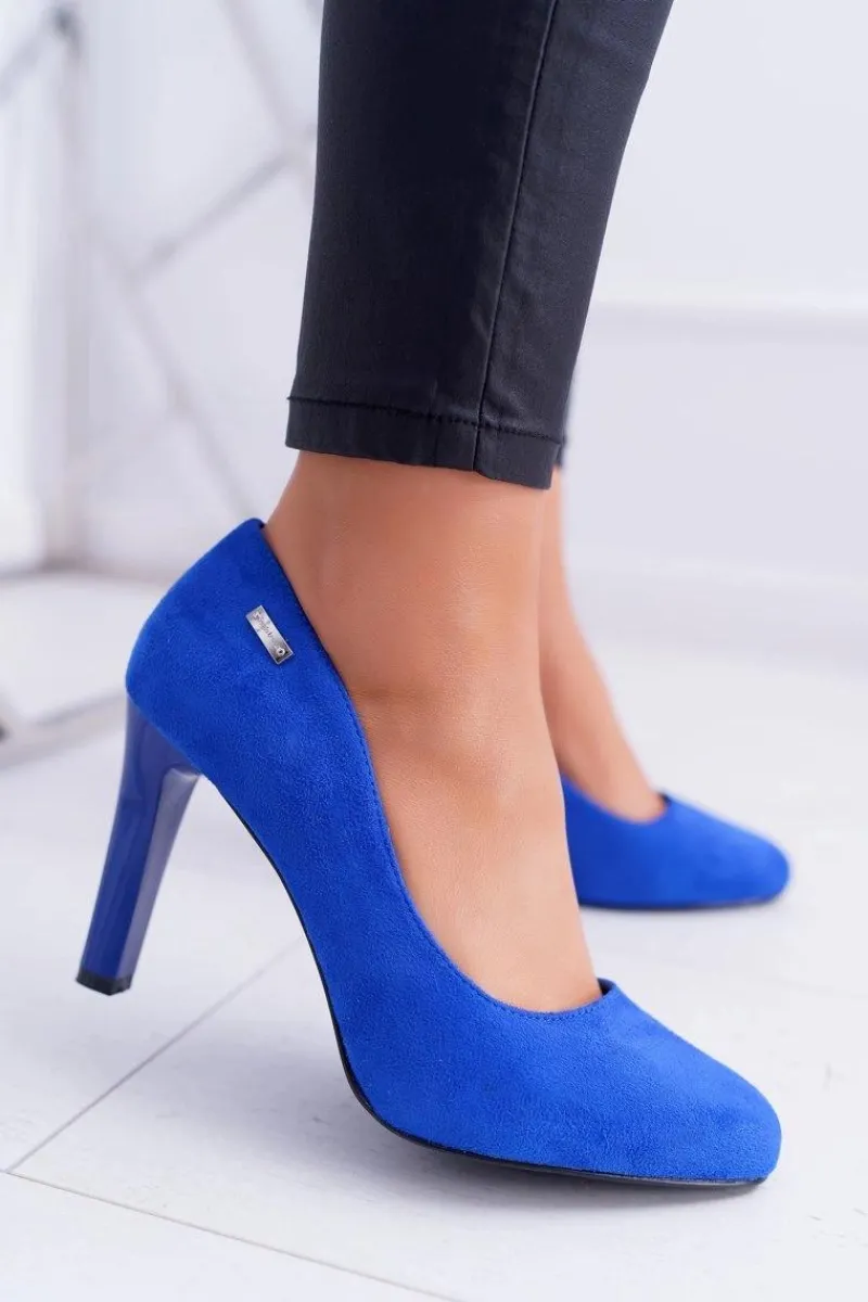 Best Buty Sergio Leone Czółenka damskie Na Słupku Sergio Leone Zamsz Indygo Campbell