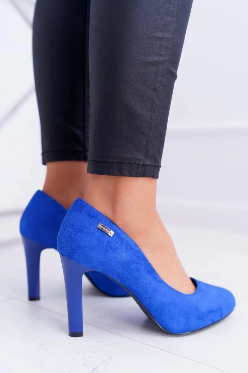 Best Buty Sergio Leone Czółenka damskie Na Słupku Sergio Leone Zamsz Indygo Campbell