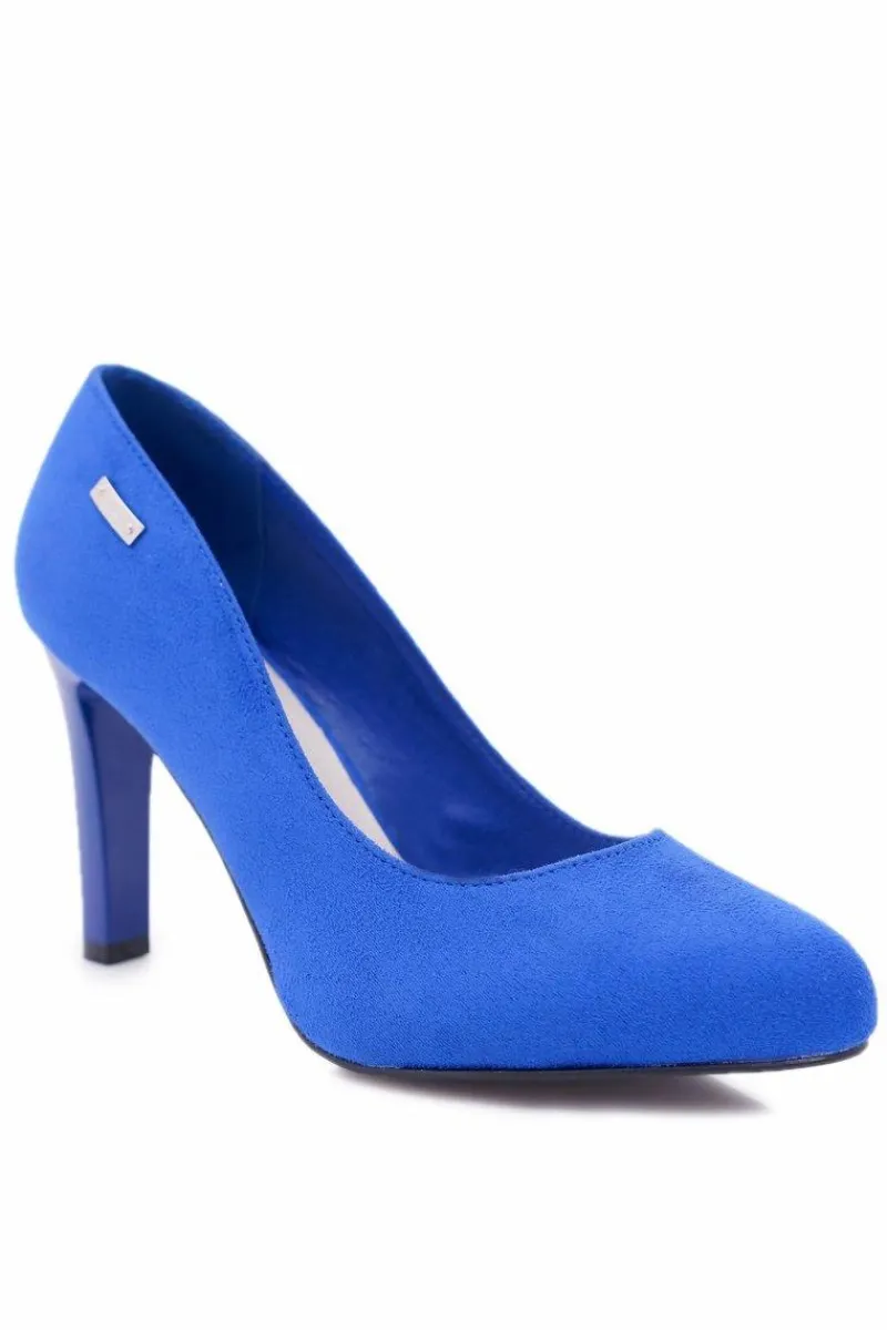 Best Buty Sergio Leone Czółenka damskie Na Słupku Sergio Leone Zamsz Indygo Campbell