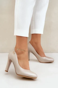 Clearance Buty Sergio Leone Czółenka Damskie Na Słupku Sergio Leone Nude Perła Campbell