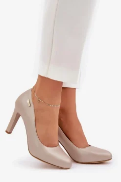 Clearance Buty Sergio Leone Czółenka Damskie Na Słupku Sergio Leone Nude Perła Campbell