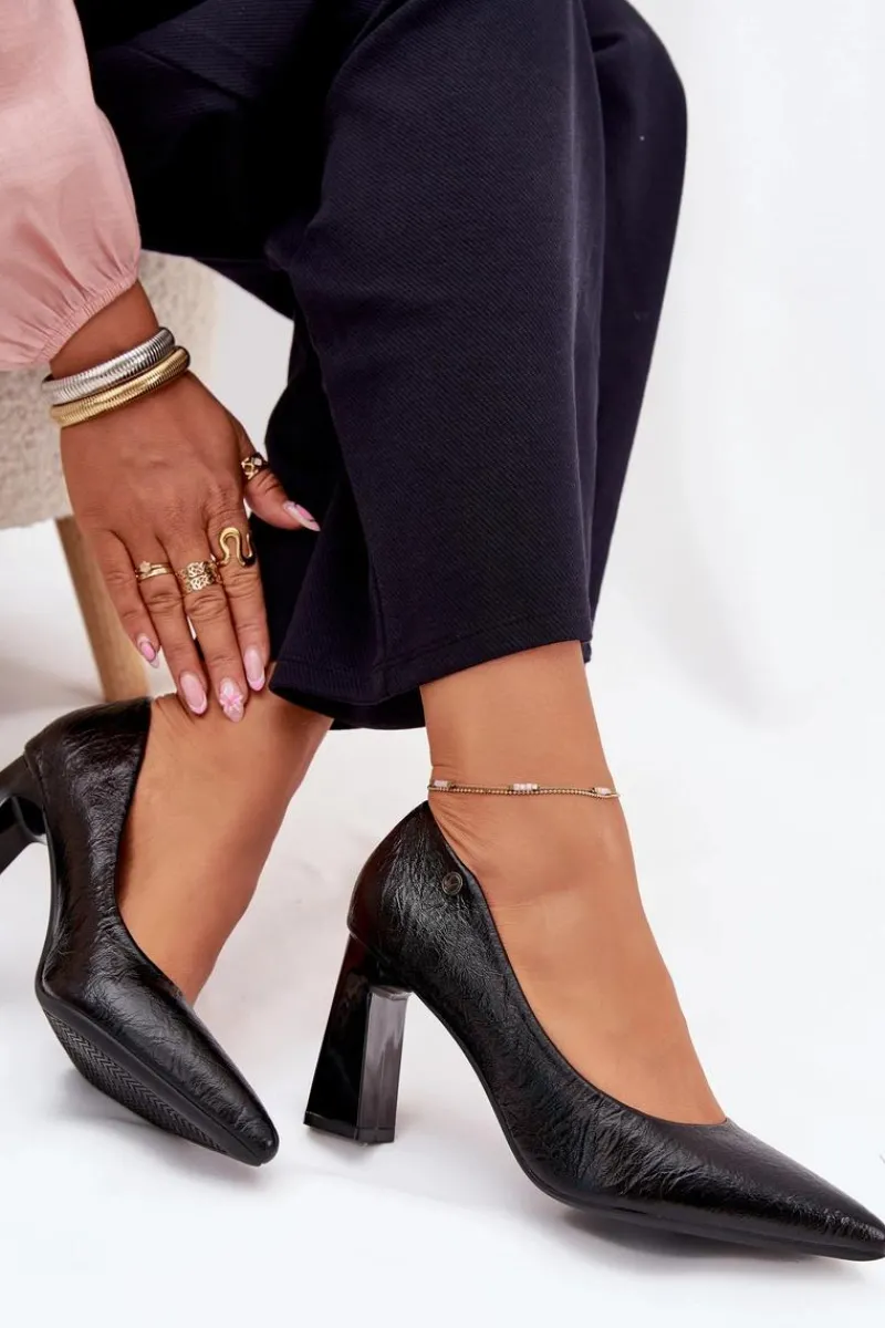 Online Buty damskie Vinceza Czółenka Damskie Na Słupku Vinceza 62252 Czarne Czarny