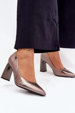 Czółenka Na Słupku|Czółenka Klasyczne>Buty damskie Vinceza Czółenka Damskie Na Słupku Vinceza 62252 Grafitowe Srebrny