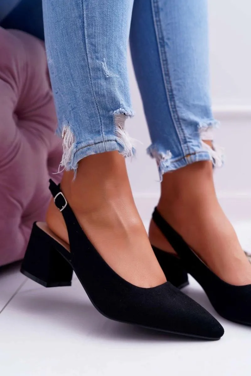 Best Czółenka Damskie Na Słupku W Szpic Czarne Contrail Damskie Czółenka Zamszowe|Czółenka Na Słupku