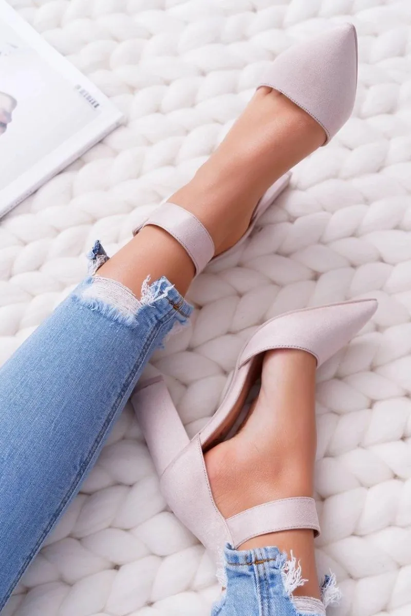 Best Czółenka Damskie Na Słupku W Szpic Beżowe Domine Damskie Czółenka Zamszowe|Czółenka Na Słupku