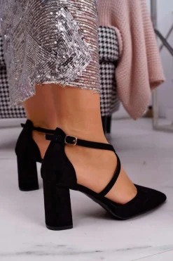 Discount Czółenka Damskie Na Słupku W Szpic Czarne Future Damskie Czółenka Zamszowe|Czółenka Na Słupku