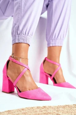 Czółenka Zamszowe|Czółenka Na Słupku>Boto Czółenka Damskie Na Słupku W Szpic Różowy Neon Traffic