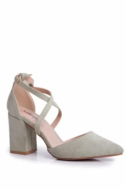 Hot Czółenka Damskie Na Słupku W Szpic Zielone Traffic Damskie Czółenka Zamszowe|Czółenka Na Słupku