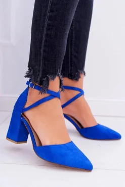 Outlet Boto Czółenka Damskie Na Słupku W Szpic Chabrowe Traffic