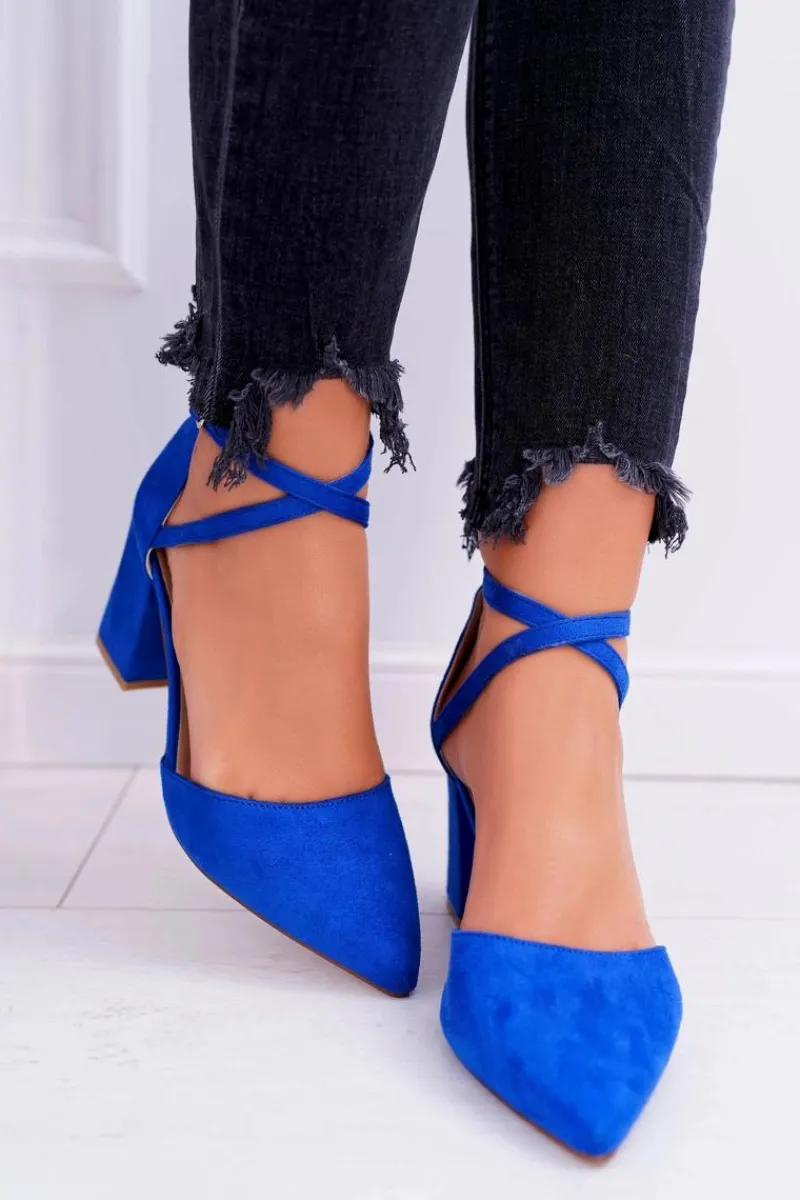 Outlet Boto Czółenka Damskie Na Słupku W Szpic Chabrowe Traffic