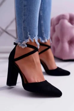 Best Czółenka Damskie Na Słupku W Szpic Czarne High Traffic Damskie Czółenka Zamszowe|Czółenka Na Słupku