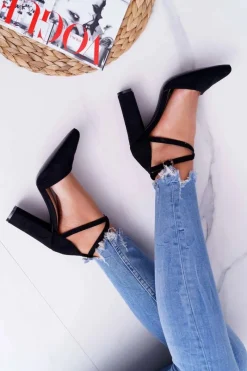 Best Czółenka Damskie Na Słupku W Szpic Czarne High Traffic Damskie Czółenka Zamszowe|Czółenka Na Słupku