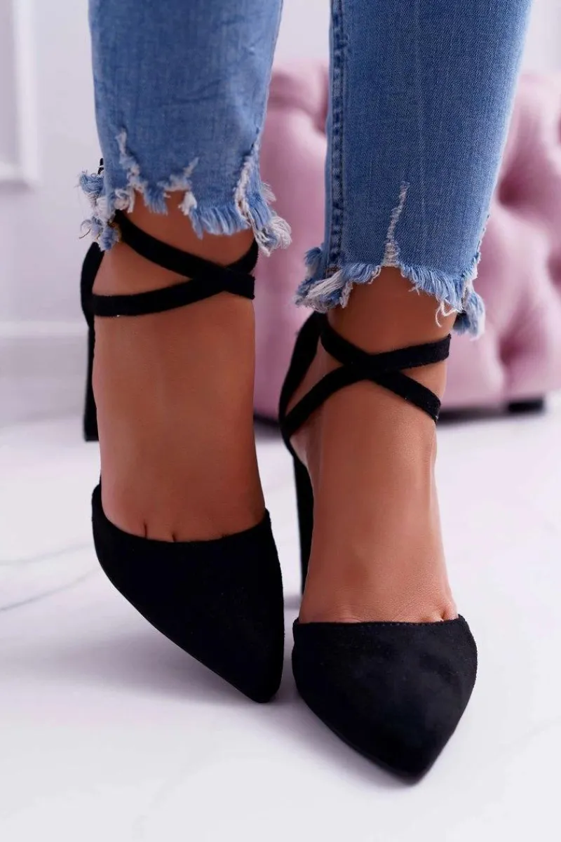 Best Czółenka Damskie Na Słupku W Szpic Czarne High Traffic Damskie Czółenka Zamszowe|Czółenka Na Słupku