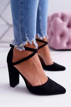 Best Czółenka Damskie Na Słupku W Szpic Czarne High Traffic Damskie Czółenka Zamszowe|Czółenka Na Słupku