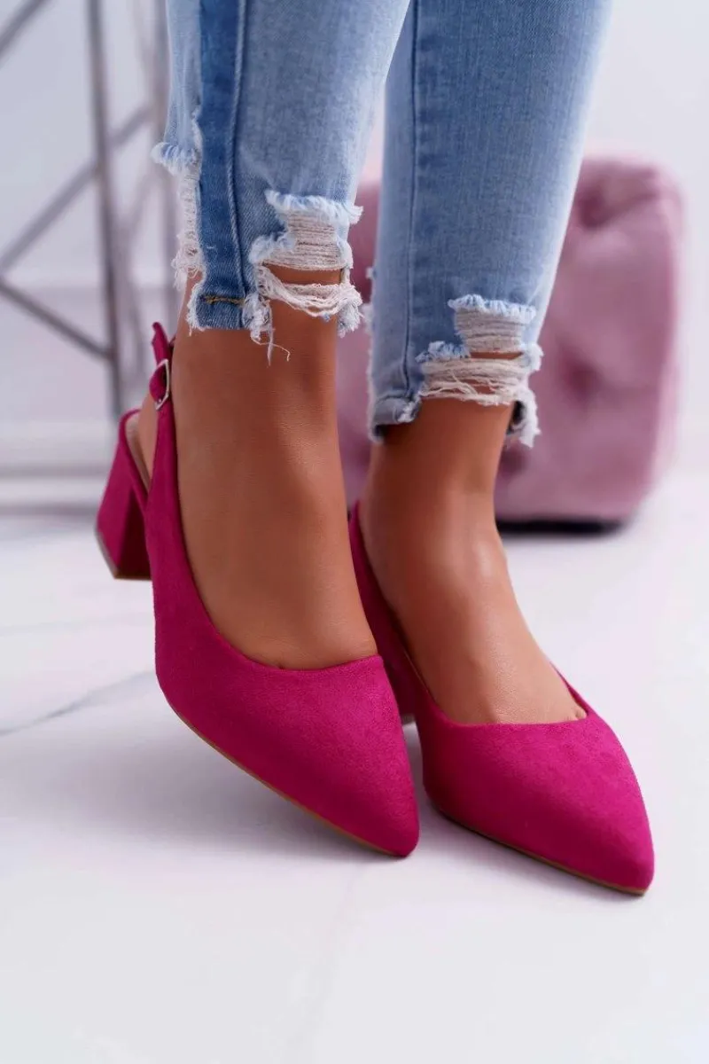 Online Czółenka Damskie Na Słupku W Szpic Fuksja Contrail Damskie Czółenka Zamszowe|Czółenka Na Słupku