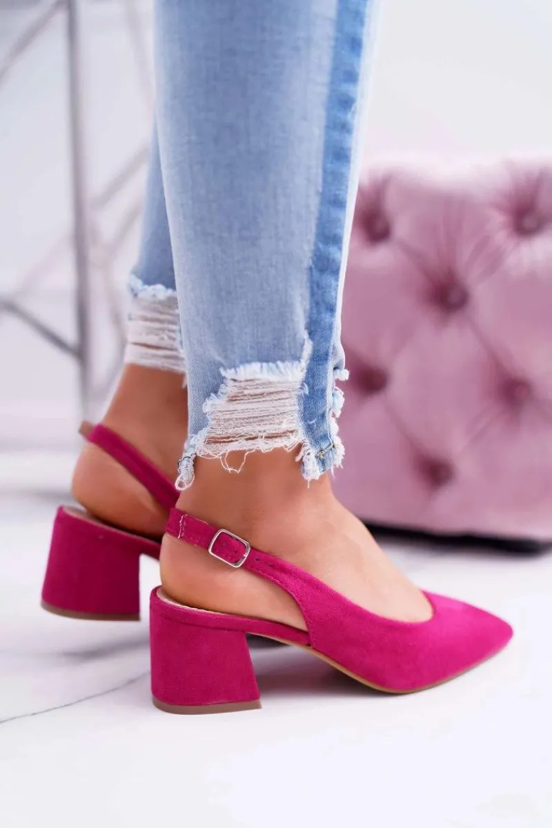 Online Czółenka Damskie Na Słupku W Szpic Fuksja Contrail Damskie Czółenka Zamszowe|Czółenka Na Słupku