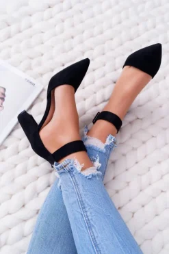 Sale Boto Czółenka Damskie Na Słupku W Szpic Czarne Domine