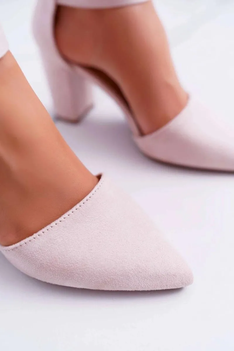 Online Czółenka Damskie Na Słupku W Szpic Beżowe MadamStyle Damskie Czółenka Zamszowe|Czółenka Na Słupku