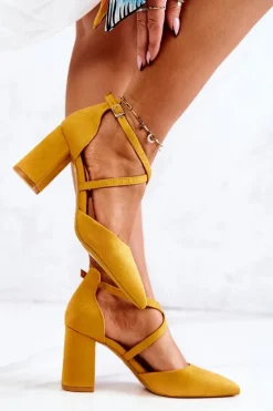 Czółenka Zamszowe|Czółenka Na Słupku>Boto Czółenka Damskie Na Słupku W Szpic Żółte Future