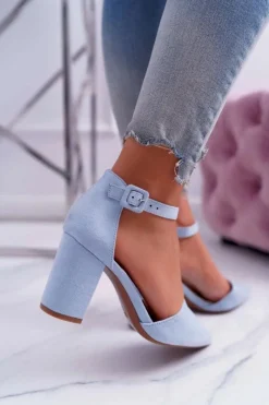 Sale Boto Czółenka Damskie Na Słupku W Szpic Niebieskie MadamStyle