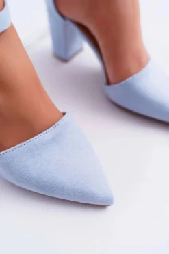 Sale Boto Czółenka Damskie Na Słupku W Szpic Niebieskie MadamStyle