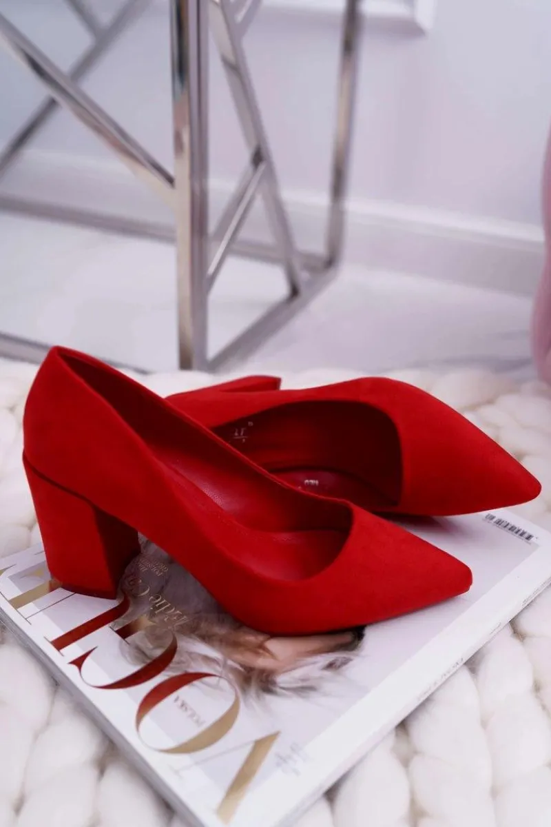 Sale Czółenka Damskie Na Słupku Zamszowe Czerwone Neshka Damskie Czółenka Na Słupku|Czółenka Zamszowe