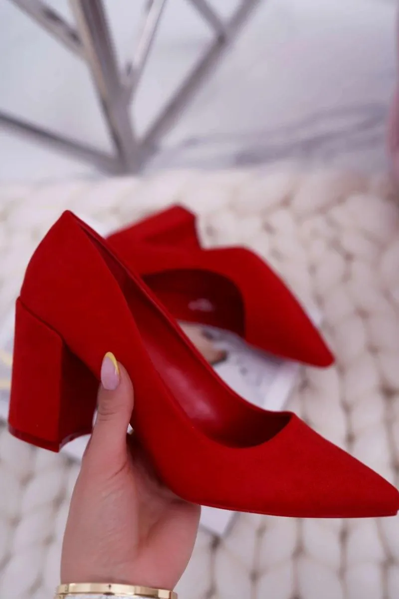 Sale Czółenka Damskie Na Słupku Zamszowe Czerwone Neshka Damskie Czółenka Na Słupku|Czółenka Zamszowe